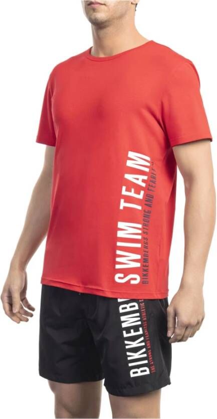 Bikkembergs Rode Katoenen T-Shirt met Voorkant Print Red Heren