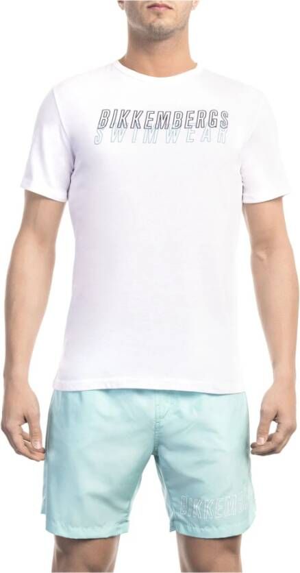 Bikkembergs Witte katoenen T-shirt met voorkant print White Heren