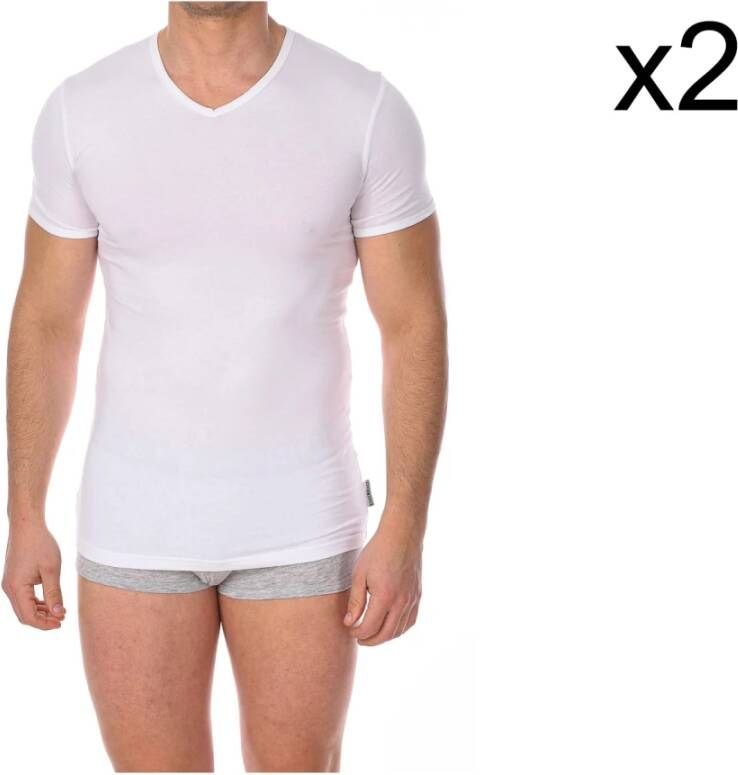 Bikkembergs Slim Fit V-Hals T-Shirt Set White Heren