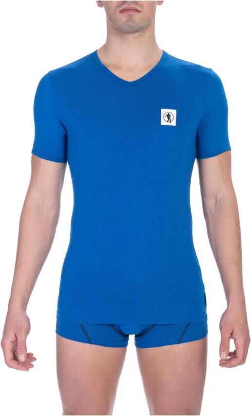 Bikkembergs V-hals t-shirt Blauw Heren