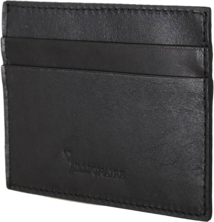 Billionaire Black Leather Cardholder Wallet Zwart Unisex