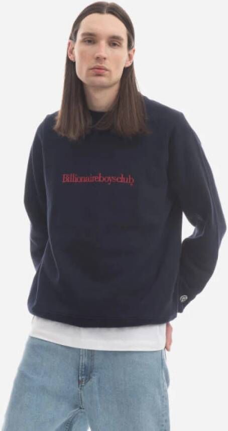 Billionaire Boys Club Logo Serif Crewneck Sweatshirt Blue Heren