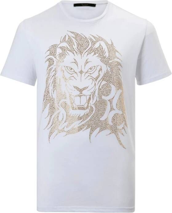 Billionaire Glitter Logo Zwart Katoenen T-Shirt White Heren