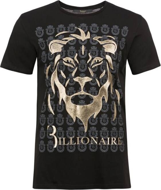 Billionaire Zwart Logo Print Katoenen T-Shirt Black Heren