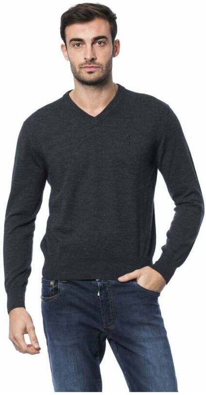 Billionaire Geborduurde Crew Neck Sweater in Merinowol Gray Heren