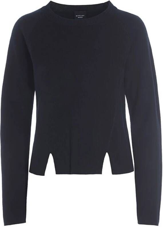 Bitte Kai Rand Zachte wollen blend blouse met spleten Zwart Blauw Dames