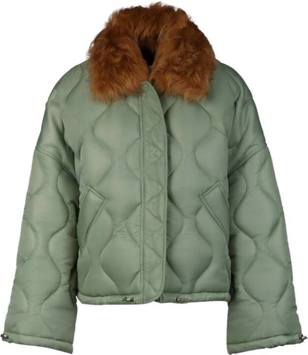 Blancha Korte jas met harig garen Groen Dames
