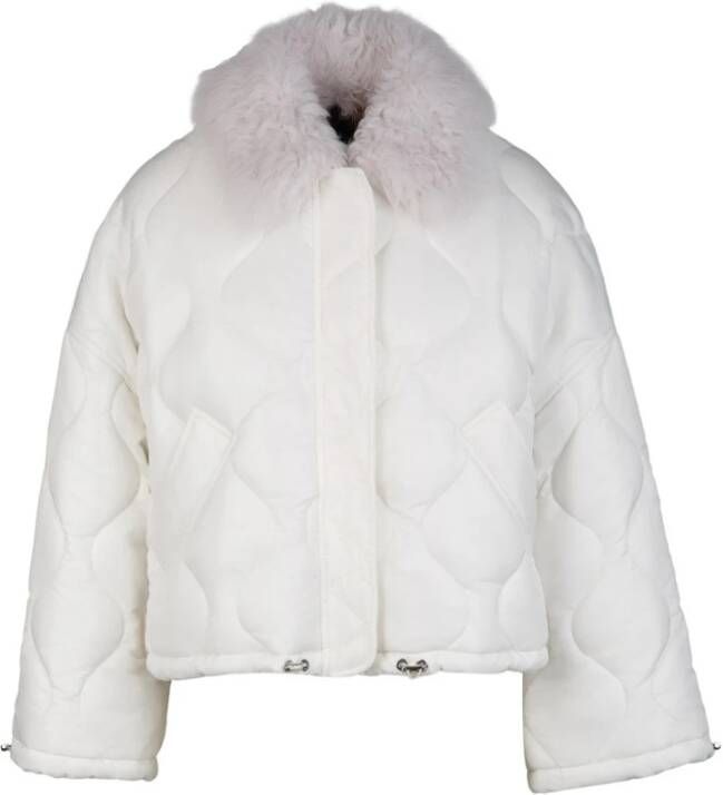 Blancha Korte jas met harig garen White Dames