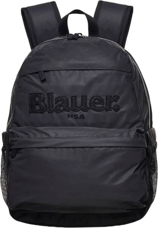 Blauer Polyester Rugzak met Meerdere Compartimenten Black Heren