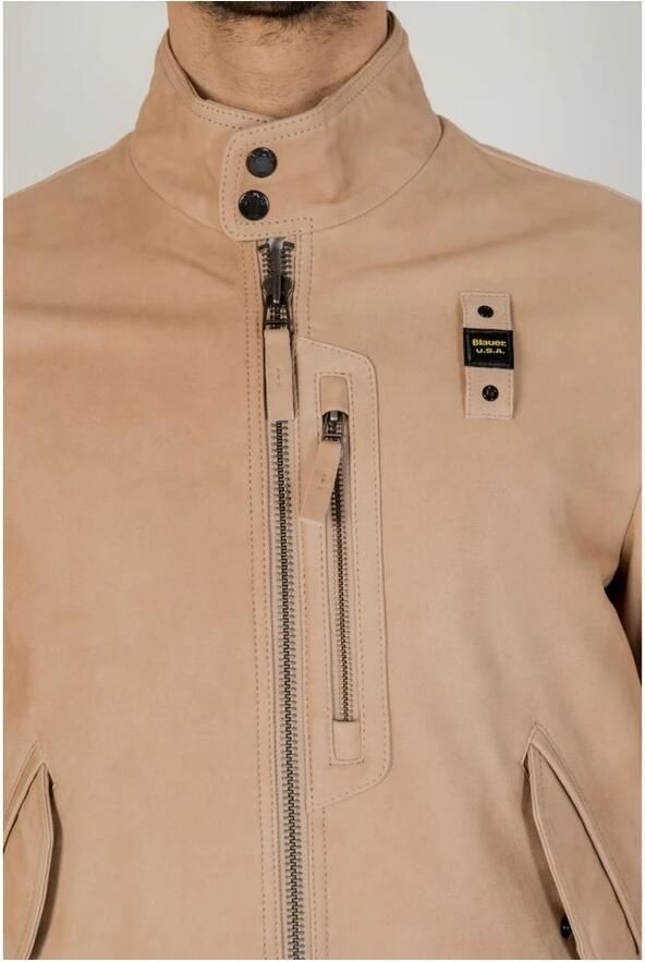 Blauer Beige Leren Herenjas Lente Zomer Collectie Beige Heren - Foto 2