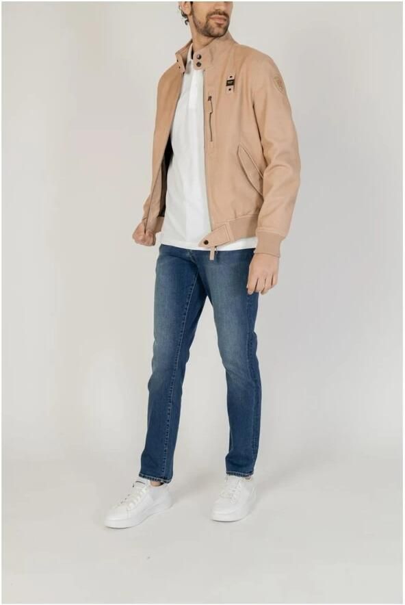 Blauer Beige Leren Herenjas Lente Zomer Collectie Beige Heren