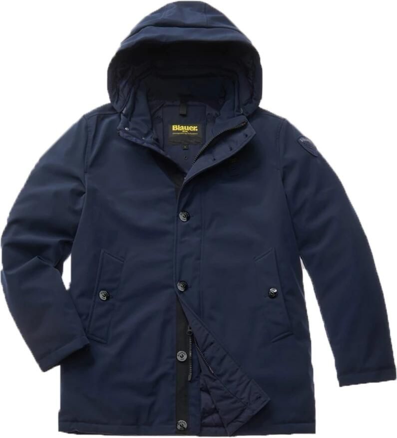 Blauer Blauwe Hoodie Jas Knopen Blue Heren