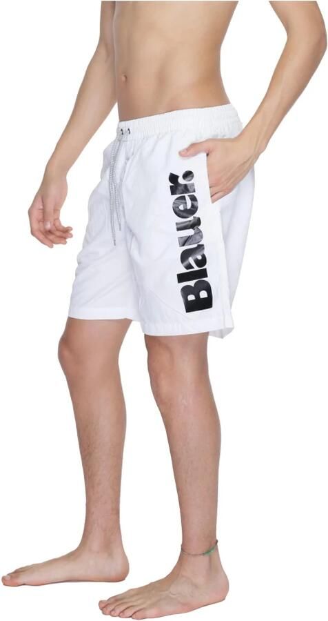 Blauer Polyamide Polyester Zwemkleding Heren Collectie White Heren