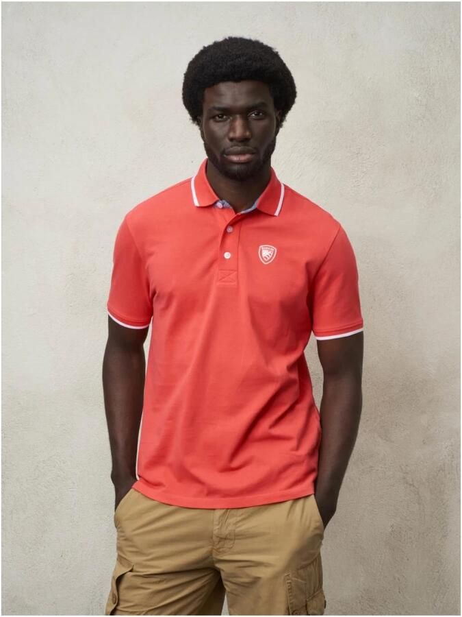 Blauer Katoenen Polo Shirt Red Heren