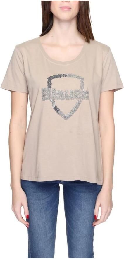 Blauer Katoenen T-shirt collectie voor vrouwen Beige Dames - Foto 4