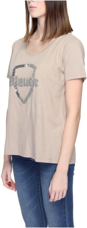 Blauer Katoenen T-shirt collectie voor vrouwen Beige Dames - Foto 3