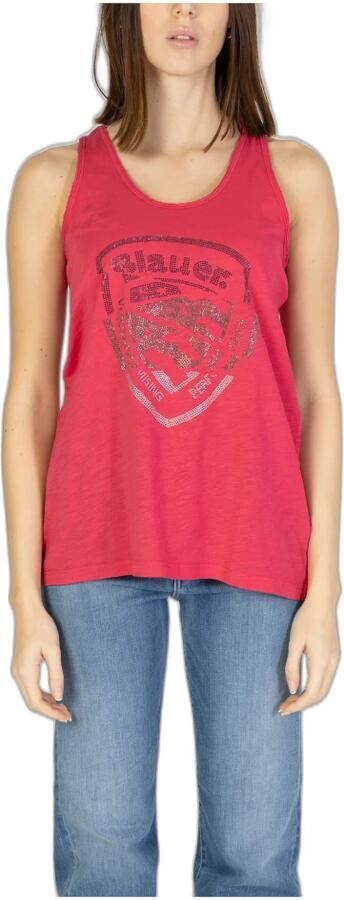 Blauer Tanktop Lente Zomer Collectie 100% Katoen Pink Dames - Foto 3