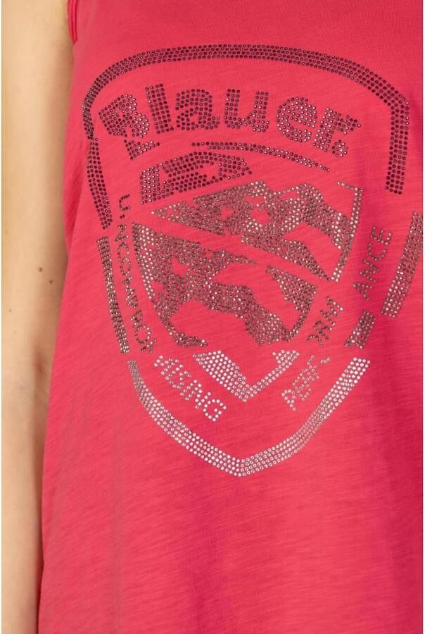 Blauer Tanktop Lente Zomer Collectie 100% Katoen Pink Dames