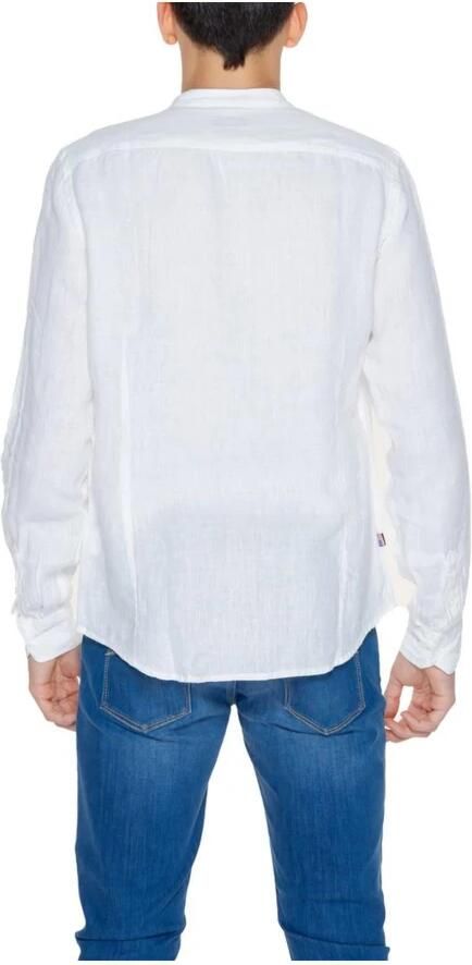 Blauer Linnen Overhemd Lange Mouwen Lente Zomer Collectie White Heren