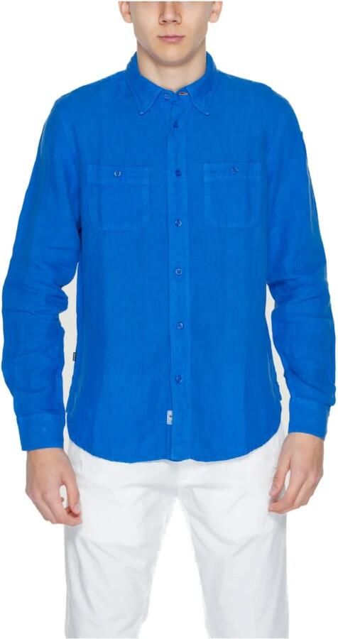 Blauer Linnen Overhemd Lange Mouwen Lente Zomer Collectie Blue Heren - Foto 5