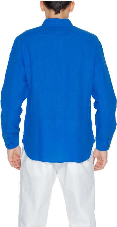 Blauer Linnen Overhemd Lange Mouwen Lente Zomer Collectie Blue Heren