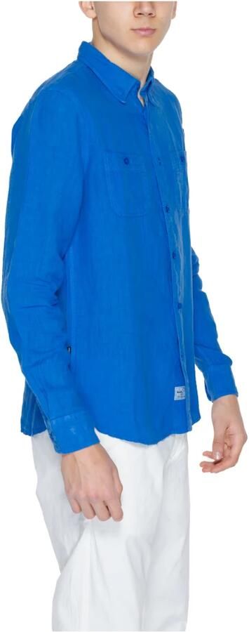 Blauer Linnen Overhemd Lange Mouwen Lente Zomer Collectie Blue Heren - Foto 4