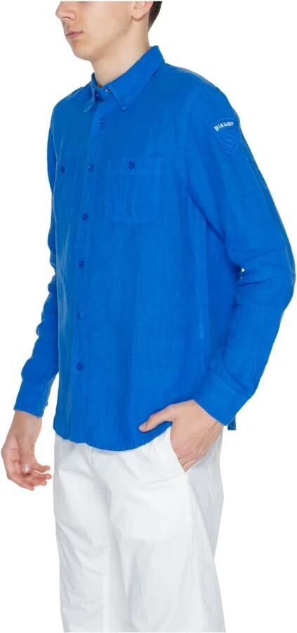 Blauer Linnen Overhemd Lange Mouwen Lente Zomer Collectie Blue Heren - Foto 2