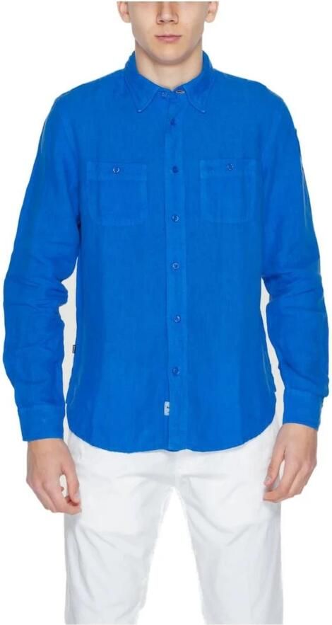 Blauer Linnen Overhemd Lange Mouwen Lente Zomer Collectie Blue Heren - Foto 4