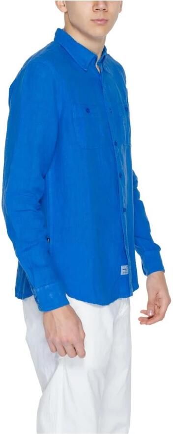 Blauer Linnen Overhemd Lange Mouwen Lente Zomer Collectie Blue Heren - Foto 3