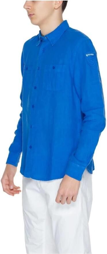 Blauer Linnen Overhemd Lange Mouwen Lente Zomer Collectie Blue Heren - Foto 2