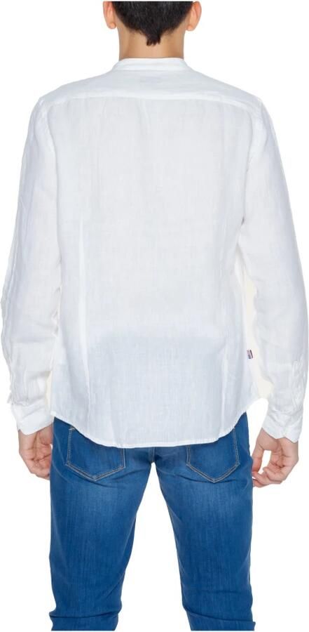 Blauer Linnen Overhemd Lange Mouwen Lente Zomer Collectie White Heren