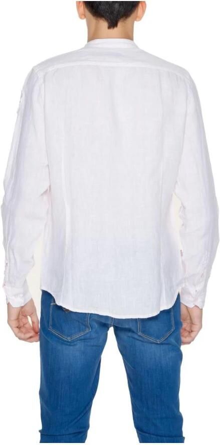 Blauer Linnen overhemd met lange mouwen White Heren