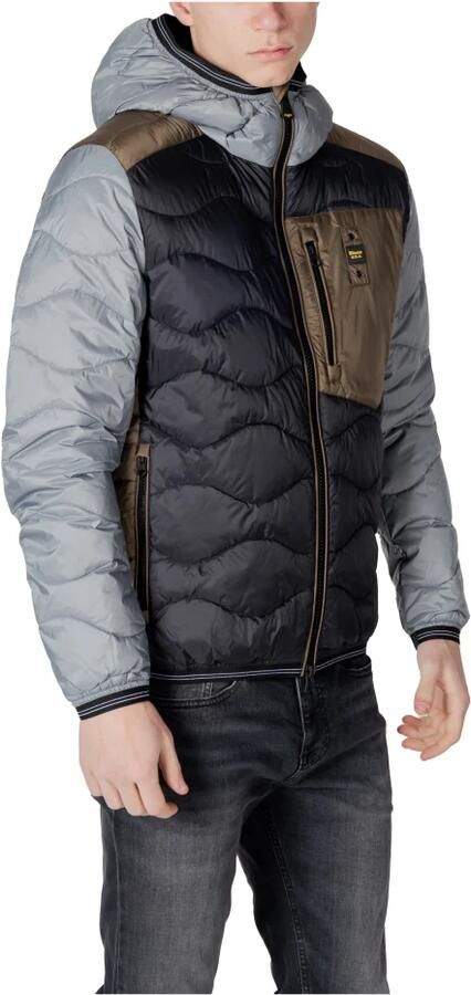 Blauer Zwarte Hoodie met Rits en Zakken Multicolor Heren - Foto 4