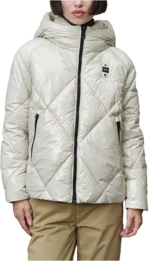 Blauer Nylon Gewatteerde Gevoerde Winterjas White Dames - Foto 2