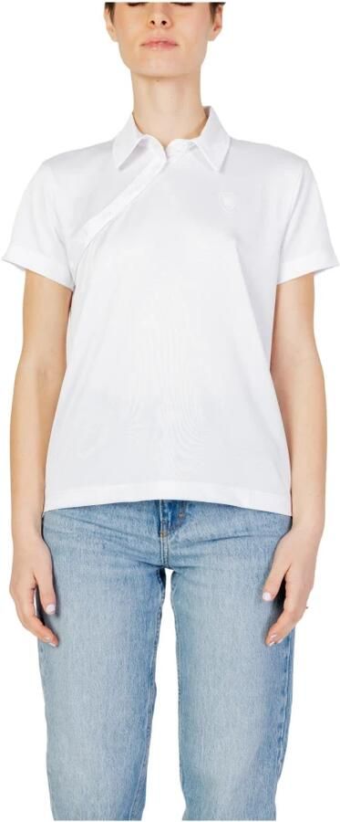 Blauer Witte Asymmetrisch Ontwerp Polyester Top White Dames - Foto 5