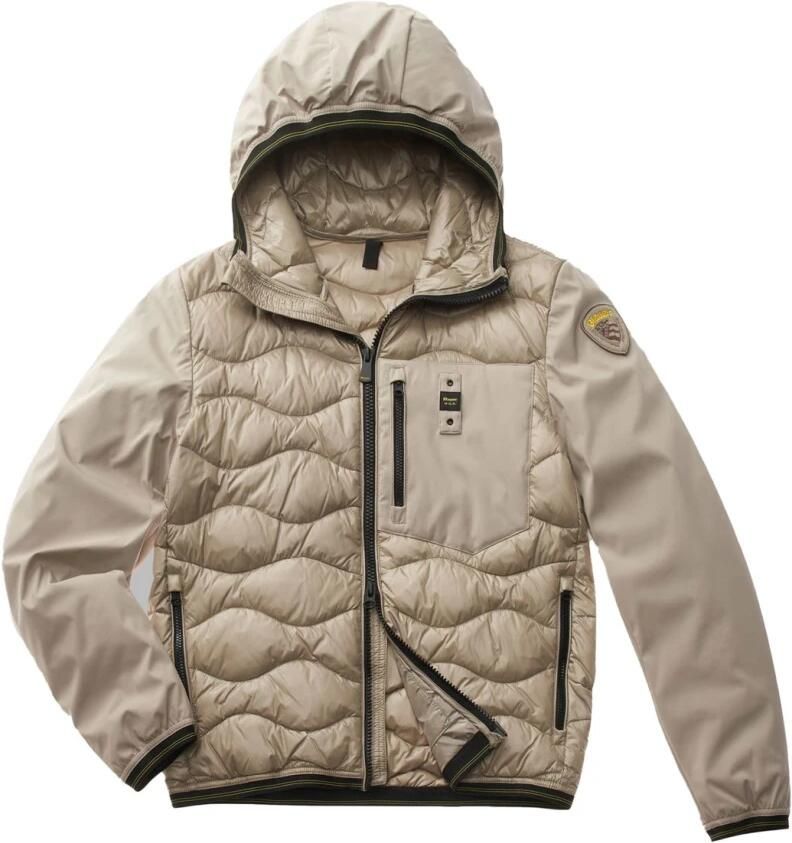 Blauer Monochromatische Waterdichte Pufferjas Beige Heren
