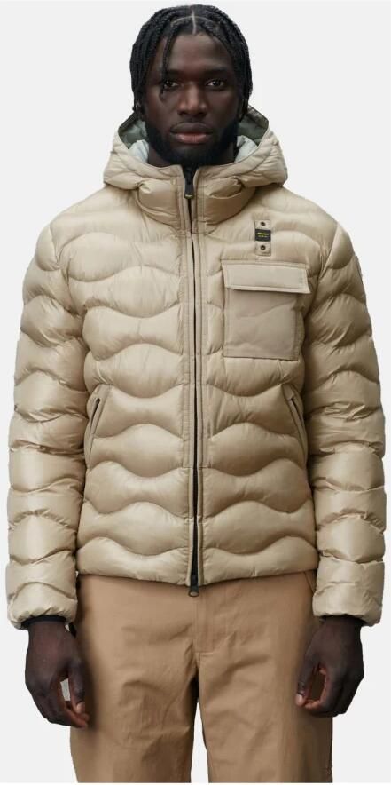 Blauer Monochromatische Waterdichte Pufferjas Beige Heren - Foto 10