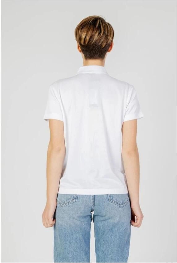 Blauer Witte Asymmetrisch Ontwerp Polyester Top White Dames