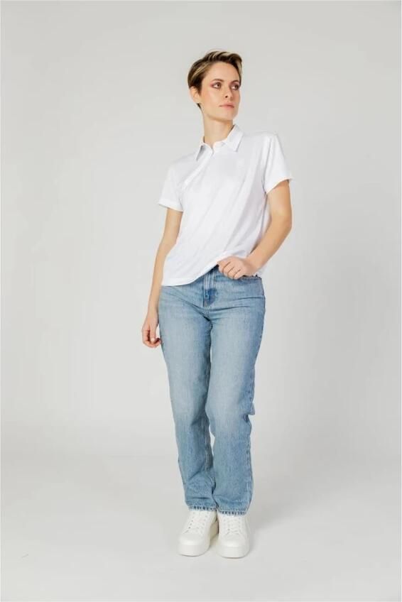 Blauer Witte Asymmetrisch Ontwerp Polyester Top White Dames - Foto 3