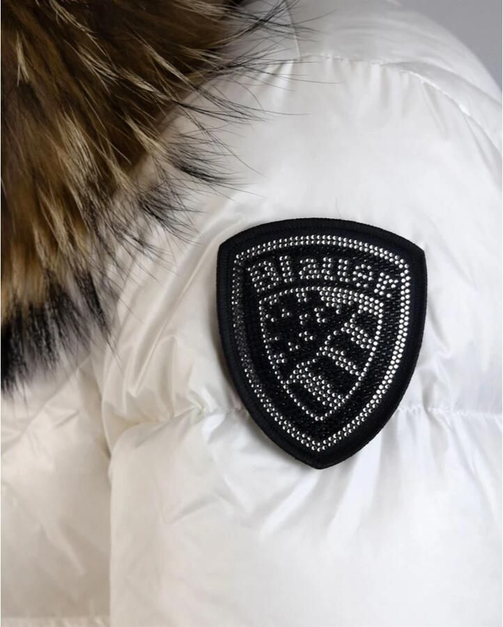Blauer Witte Modieuze Jas met Elegante Details White Dames