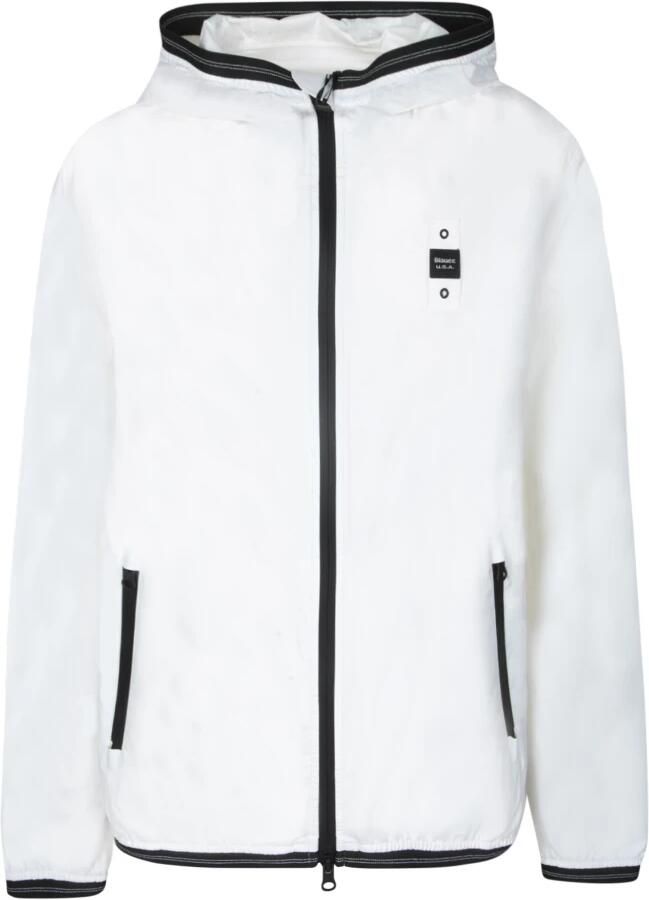 Blauer Nylon Hoodies met Contrasterende Rits White Dames - Foto 2
