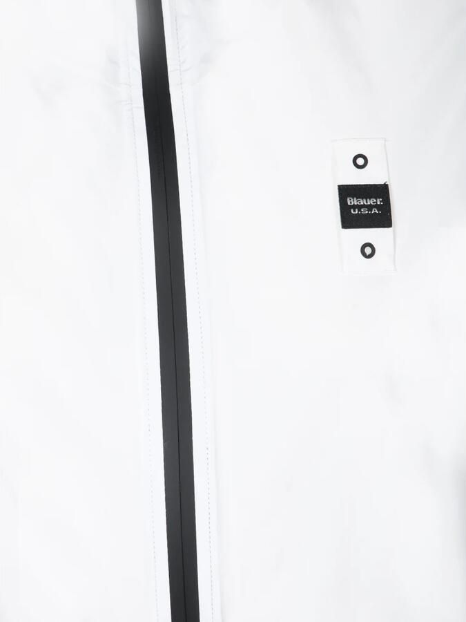 Blauer Nylon Hoodies met Contrasterende Rits White Dames