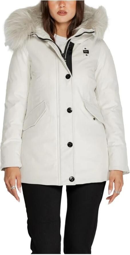 Blauer Witte Polyester Blend Dames Herfst Winter Jas White Dames - Foto 5