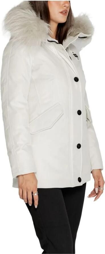Blauer Witte Polyester Blend Dames Herfst Winter Jas White Dames - Foto 3