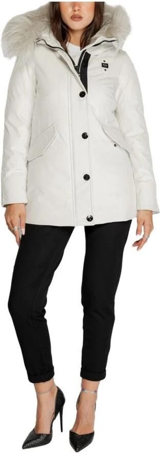 Blauer Witte Polyester Blend Dames Herfst Winter Jas White Dames - Foto 4