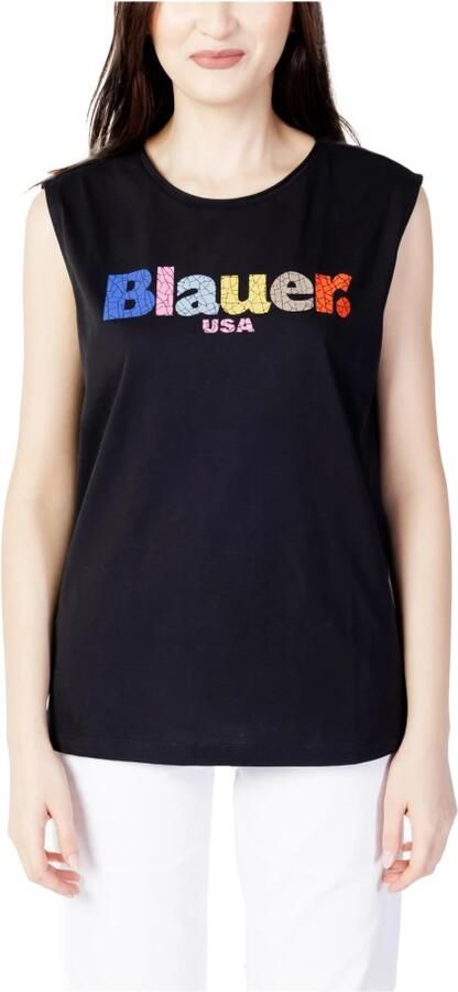Blauer Zwarte Katoenen T-shirt Lente Zomer Collectie Black Dames - Foto 4