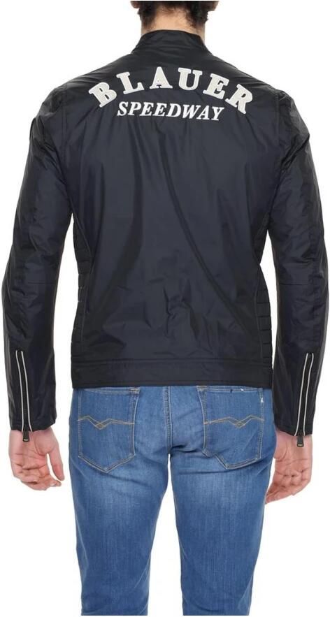 Blauer Zwarte Casual Jas Lente Zomer Collectie Black Heren
