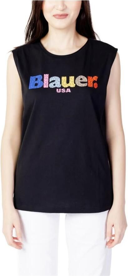 Blauer Zwarte Katoenen T-shirt Lente Zomer Collectie Black Dames - Foto 4