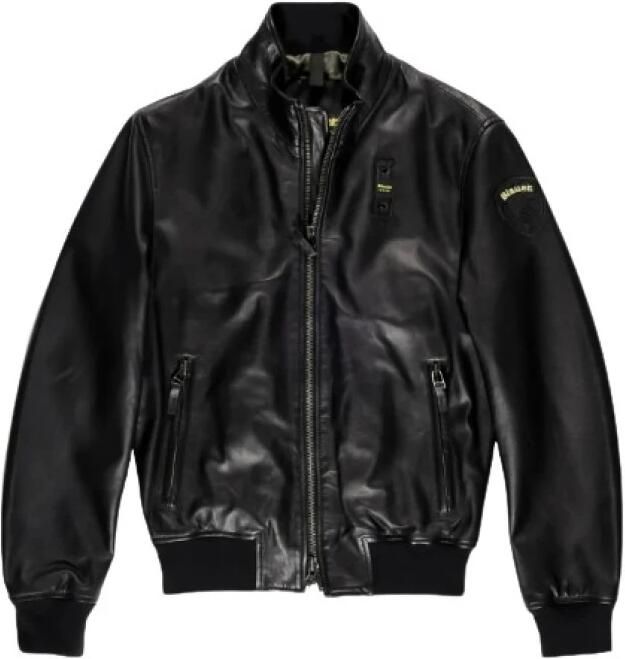 Blauer Leren Herenjassen Lente Zomer Collectie Black Heren