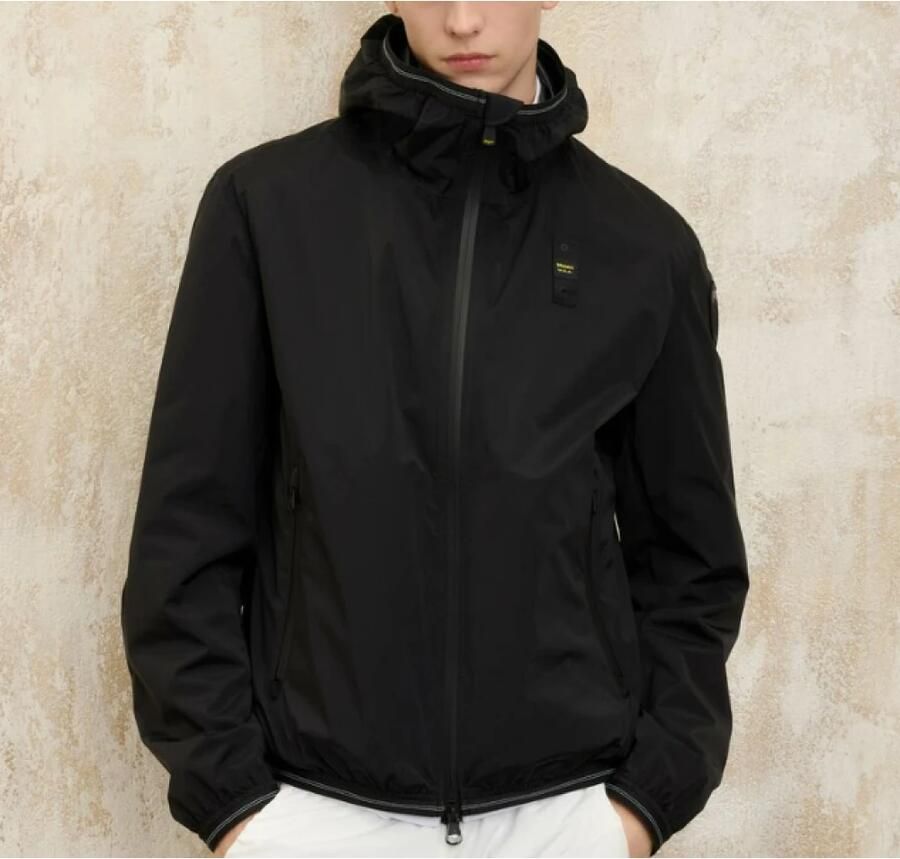 Blauer Zwarte Windbreaker Jas voor Uitjes Black Heren